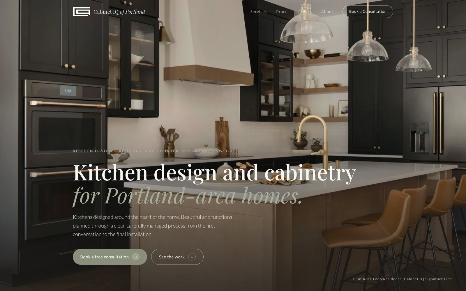 The new Cabinet IQ of Portland homepage concept