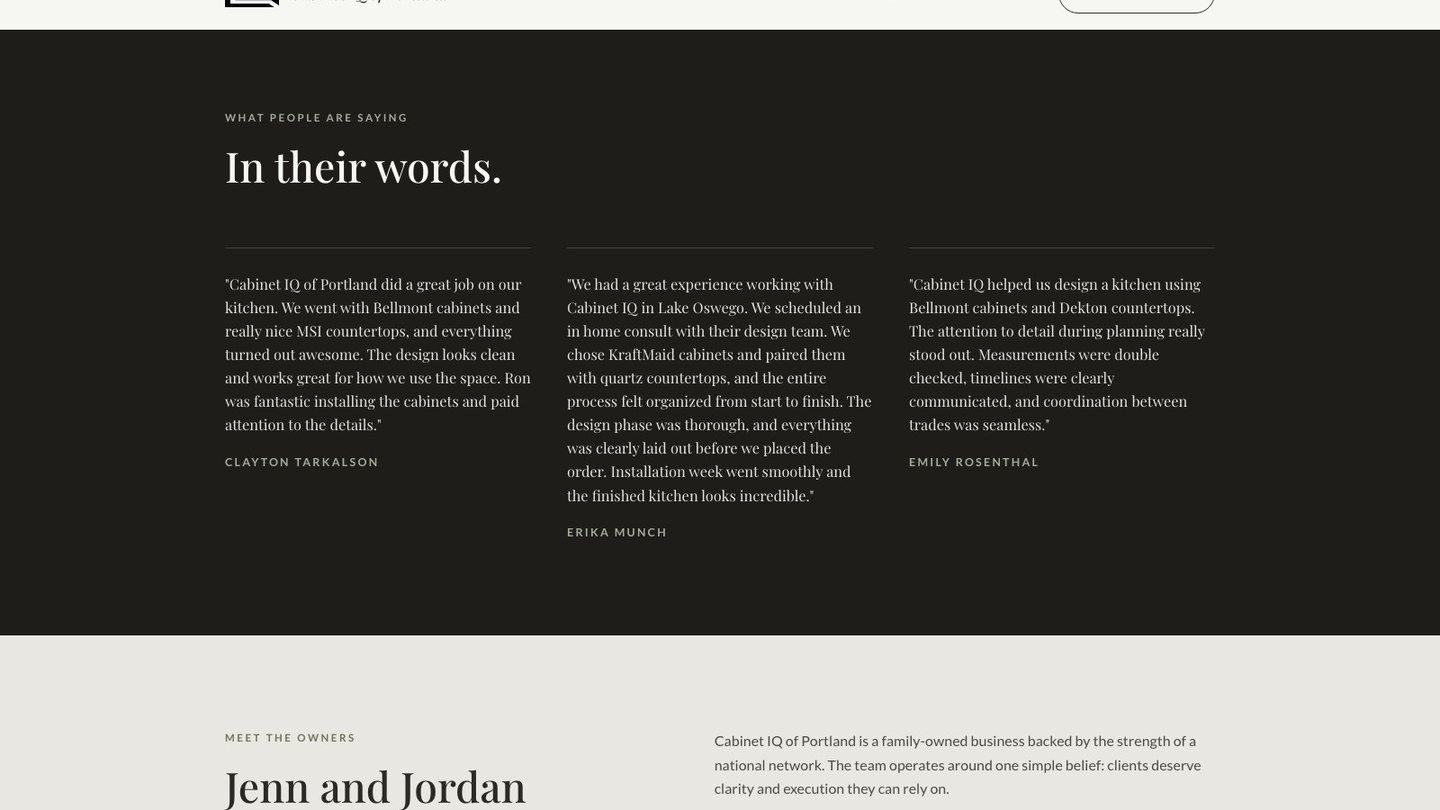 The reviews section of the new homepage