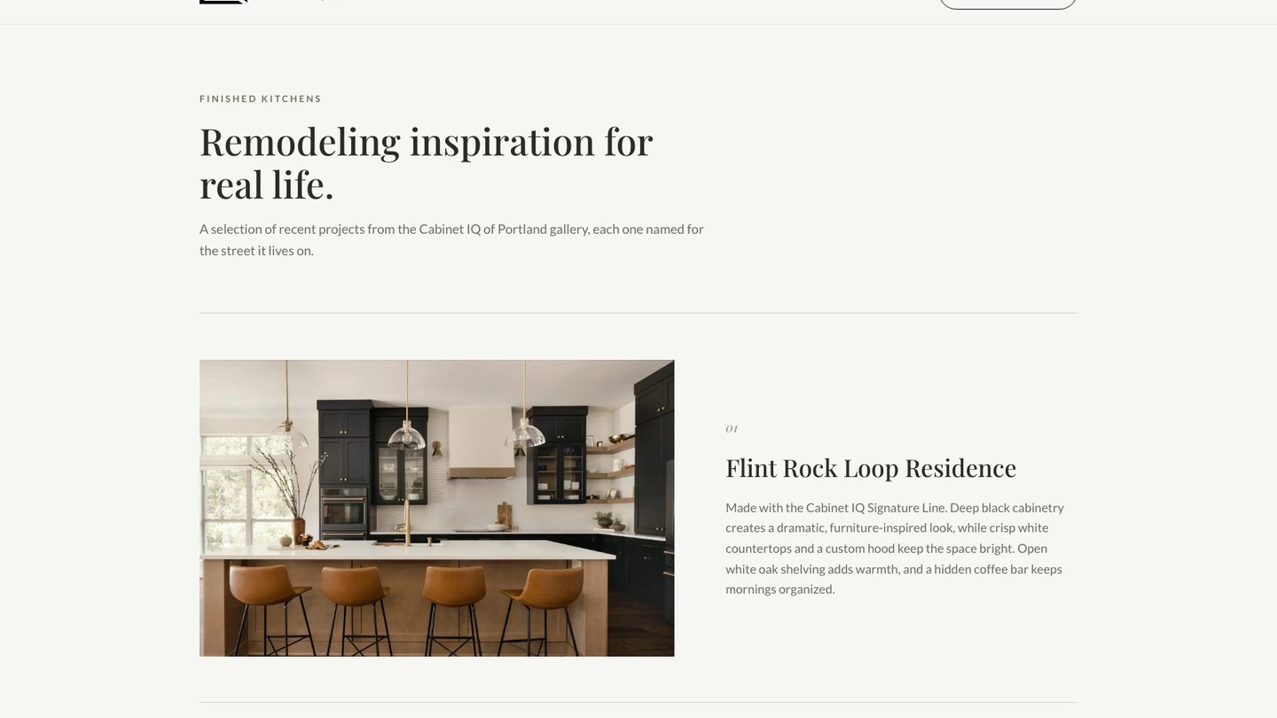 The project gallery section of the new homepage